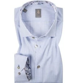 Jacques Britt Hemd Como Mix 334050/11 Custom Fit, Twill, Weiß-bleu kariert, Blau