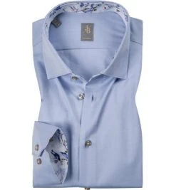 Jacques Britt Hemd Como Mix 334002/11 Custom fit, Twill, Bleu, Hellblau