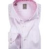 Jacques Britt Hemd Roma Mix 334010/40 Custom Fit, Twill, Weiß-rosa gestreift, Rosa