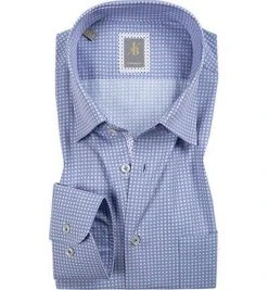 Jacques Britt Hemd Messina Mix WP 3340/41 Custom Fit, Popeline, Blau-rosa gemustert, Rosa