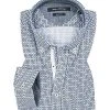Marc O'Polo Hemd 821 7421 42062/D88 Shaped Fit, Popeline, Blau gemustert, Blau