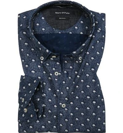 Marc O'Polo Hemd 822 7440 42062/B89 Shaped Fit, Baumwolle, Dunkelblau gemustert, Dunkelblau 1 Marc O'Polo Hemd 822 7440 42062/B89 Shaped Fit, Baumwolle, Dunkelblau gemustert, Dunkelblau