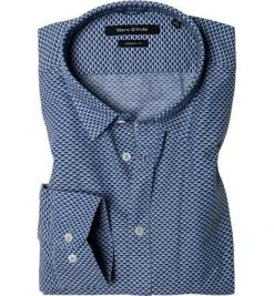 Marc O'Polo Hemd 822 7436 42072/C84 Shaped Fit, Baumwolle, Blau gemustert, Blau