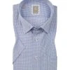 Jacques Britt Hemd Messina Mix WP 334331/14 Kurzarmhemd, Custom Fit, Popeline, Blau gemustert, Blau