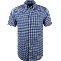 Gant Hemd B.D. 3046701/436 Kurzarmhemd, Regular Fit, Popeline, Blau kariert, Dunkelblau