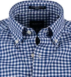 Gant Hemd B.D. 3046701/436 Kurzarmhemd, Regular Fit, Popeline, Blau kariert, Dunkelblau -hemdenverkauf 291455 norm2