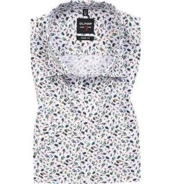 OLYMP Hemd Level Five Body Fit 2048/12/41 Kurzarmhemd, Popeline, Multicolor gemustert, Mint