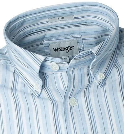 Wrangler Hemd saphire blue W5944NQBT Kurzarmhemd, Slim Fit, Baumwolle, Blau-weiß gestreift 2 Wrangler Hemd saphire blue W5944NQBT Kurzarmhemd, Slim Fit, Baumwolle, Blau-weiß gestreift – Bild 2