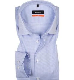 Seidensticker Hemd 6600/12 Slim Fit, Popeline, Blau kariert, Hellblau