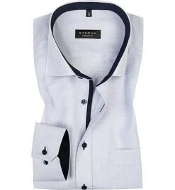 ETERNA Hemd comfort fit 4671/E147/11 Baumwolle, Weiß-bleu gemustert, Blau