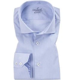 van Laack Hemd Rivara 132959/RIVARA/PSFC6N/720 Slim Fit, Popeline, Extra langer Arm, Bleu-weiß gestreift, Hellblau