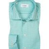 ETON Hemd 67/79311/63 Contemporary Fit, Twill, Türkis-weiß kariert, Grün