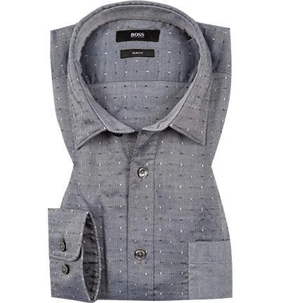 HUGO BOSS Hemd Ronni 50378261/410 Slim Fit, Fil à Fil, Graublau gemustert, Blau 1 HUGO BOSS Hemd Ronni 50378261/410 Slim Fit, Fil à Fil, Graublau gemustert, Blau