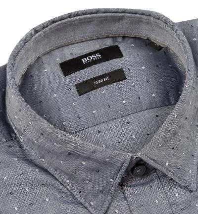 HUGO BOSS Hemd Ronni 50378261/410 Slim Fit, Fil à Fil, Graublau gemustert, Blau 2 HUGO BOSS Hemd Ronni 50378261/410 Slim Fit, Fil à Fil, Graublau gemustert, Blau – Bild 2