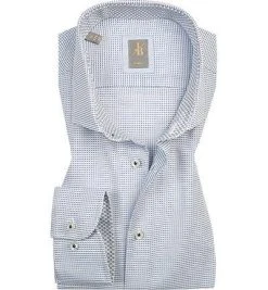 Jacques Britt Hemd Siena 2Mix 364470/12 Slim Fit, Baumwolle, Blau-weiß gemustert, Blau