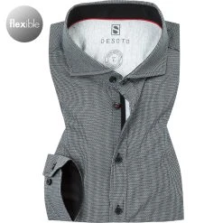 DESOTO Hemd Hai 50308-3/081 Modern Fit, Jersey, Grau meliert, Schwarz-weiß
