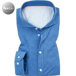 DESOTO Hemd Hai 50008-3/053 Modern Fit, Jersey, Azurblau meliert, Indigo