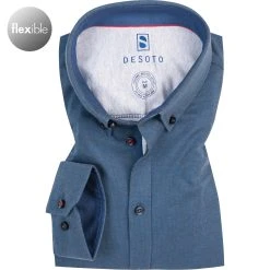 DESOTO Hemd B.D. 50003-3/052 Slim Fit, Jersey, Rauchblau , Dunkelblau