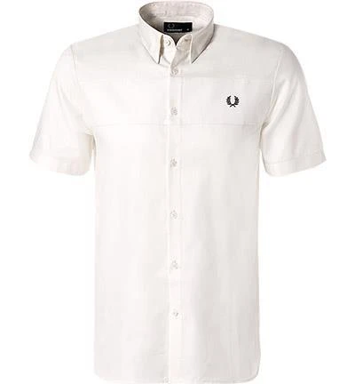 Fred Perry Hemd M3531/129 Kurzarmhemd, Baumwolle, Creme, Snow white 1 Fred Perry Hemd M3531/129 Kurzarmhemd, Baumwolle, Creme, Snow white
