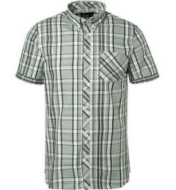 Fred Perry Hemd M3532/959 Kurzarmhemd, Oxford, Mintgrün-grau kariert, Silver blue