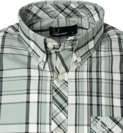 Fred Perry Hemd M3532/959 Kurzarmhemd, Oxford, Mintgrün-grau kariert, Silver blue -hemdenverkauf 296021 norm3