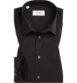 ETON Super Slim Kent 2567/88811/18 Hemd, Super Slim Fit, Popeline, Schwarz
