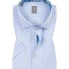 Jacques Britt Hemd Como Mix 384011/14 Kurzarmhemd, Custom Fit, Baumwolle, Blau gemustert, Blau