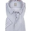 Jacques Britt Hemd Treviso Mix 384031/32 Kurzarmhemd, Custom Fit, Popeline, Grau-weiß kariert, Grau