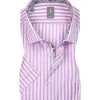Jacques Britt Hemd Como Mix 384021/42 Kurzarmhemd, Custom Fit, Baumwolle, Rosa-weiß gestreift, Rosa