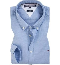 Tommy Hilfiger Hemd MW0MW03745/474 Slim Fit, Baumwolle, Hellblau meliert, Blau