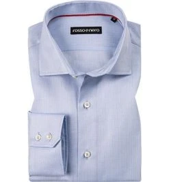 rosso e nero Hemd 1007/1718/10 Tailor Fit, Baumwolle, Bleu meliert, Hellblau