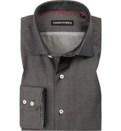 rosso e nero Hemd 1008/1717/30 Tailor Fit, Baumwolle, Anthrazit meliert, Schwarz