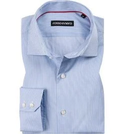 rosso e nero Hemd 1005/1717/1 Tailor Fit, Baumwolle, Hellblau-weiß gestreift, Hellblau