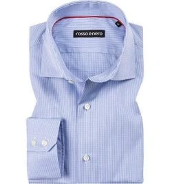 rosso e nero Hemd 1005/1717/11 Tailor Fit, Baumwolle, Himmelblau-weiß kariert, Blau