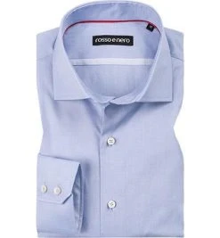 rosso e nero Hemd 100/1717/10 Tailor Fit, Baumwolle, Pastellblau meliert, Blau