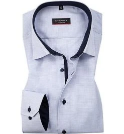 ETERNA modern fit 4671/X14P/68/11 Hemd, Baumwolle, Extra langer Arm, Bleu-weiß meliert, Blau