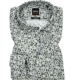 HUGO BOSS Casual Hemd Relegant 50393095/302 Regular Fit, Fil á Fil, Grün gemustert, Grün