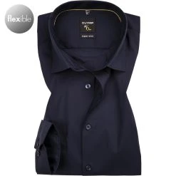 OLYMP No. Six Super Slim 2504/24/18 Hemd, Super Slim Fit, Popeline Flexibel, Nachtblau