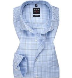 OLYMP Level Five Body Fit 0558/64/11 Hemd, Baumwolle, Hellblau kariert, Hellblau