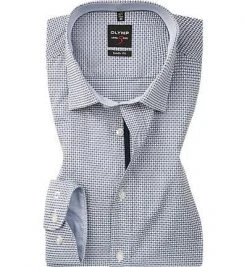 OLYMP Level Five Body Fit 69EL 2014/29/18 Hemd, Popeline, Extra langer Arm, Dunkelblau gemustert, Marine