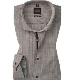 OLYMP Level Five Body Fit 2008/24/24 Hemd, Popeline, Caramel kariert, Caramel