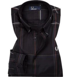 Fred Perry Hemd M4536/102 Popeline, Schwarz kariert, Schwarz