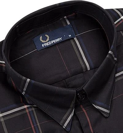 Fred Perry Hemd M4536/102 Popeline, Schwarz kariert, Schwarz 2 Fred Perry Hemd M4536/102 Popeline, Schwarz kariert, Schwarz – Bild 2