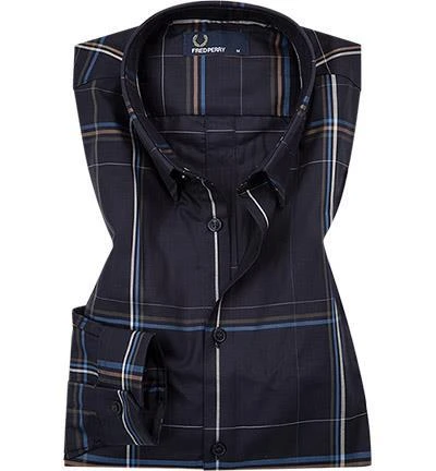 Fred Perry Hemd M4536/608 Popeline, Nachtblau kariert, Marineblau 1 Fred Perry Hemd M4536/608 Popeline, Nachtblau kariert, Marineblau