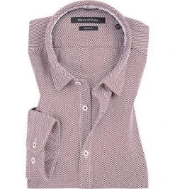 Marc O'Polo Hemd 827 7329 42328/M34 Shaped Fit, Baumwolle, Weiß-bordeaux gemustert, Combo