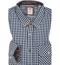 BOB Hemd WORK504/R426/unica Baumwolle, Blau kariert