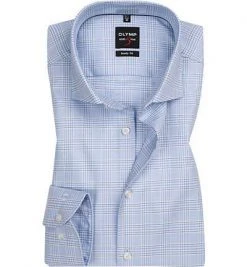 OLYMP Level Five Body Fit 69EL 2052/29/11 Hemd, Baumwolle, Extra langer Arm, Bleu-weiß kariert, Hellblau