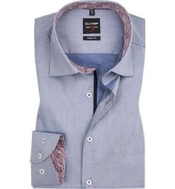 OLYMP Level Five Body Fit 69EL 2056/29/17 Hemd, Popeline, Extra langer Arm, Rauchblau, Blau-bordeaux