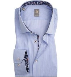 Jacques Britt Hemd Como Mix 433110/11 Custom Fit, Popeline, Hellblau-weiß gestreift, Hellblau