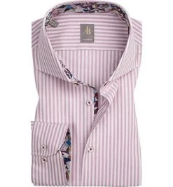 Jacques Britt Hemd Roma Mix 433010/40 Custom Fit, Baumwolle, Rosa-weiß gestreift, Rosa